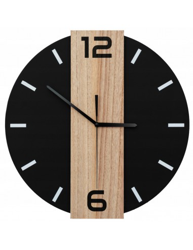 Zegar Okrągły Ścienny Drewniany 35cm Czarny Loft