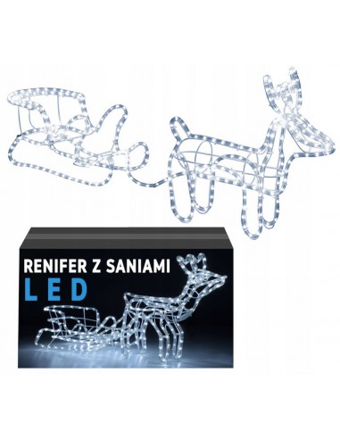 Świąteczna Dekoracja LED Renifer z Saniami