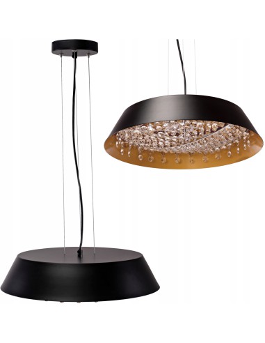 Lampa Sufitowa Kryształki Black Gold Glamour LED